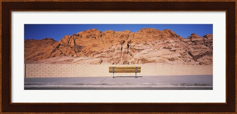 Framed Bench in front of rocks, Red Rock Canyon State Park, Nevada, USA Print