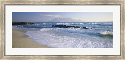 Framed Tide on the beach, Table Mountain, South Africa Print