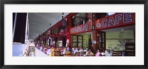 Framed Large group of people sitting in a cafe, Istanbul, Turkey Print