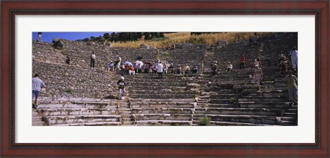 Framed Tourists at old ruins of an amphitheater, Odeon, Ephesus, Turkey Print