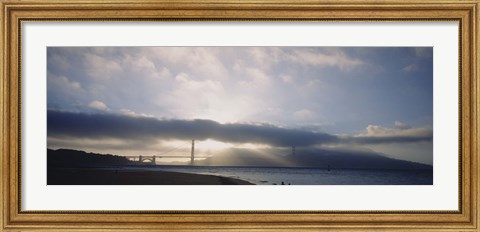 Framed Silhouette of a bridge, Golden Gate Bridge, San Francisco, California, USA Print