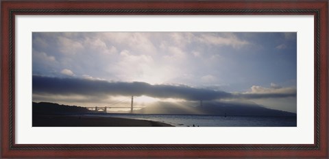Framed Silhouette of a bridge, Golden Gate Bridge, San Francisco, California, USA Print
