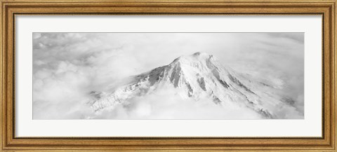 Framed Aerial view of a snowcapped mountain, Mt Rainier, Mt Rainier National Park, Washington State, USA Print