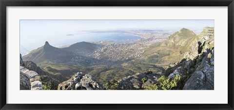 Framed High angle view of a coastline, Table Mountain, Cape town, South Africa Print