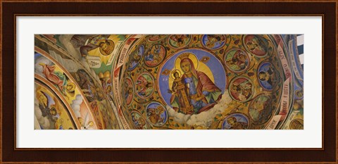 Framed Fresco on the ceiling of a monastery, Rila Monastery, Bulgaria Print