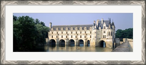 Framed Reflection of a castle in water, Chateau de Chenonceaux, Chenonceaux, Cher River, Loire Valley, France Print