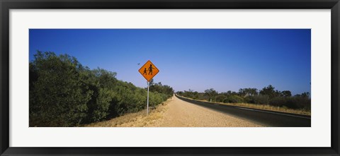 Framed Pedestrian Crossing sign at the roadside, Outback Highway, Australia Print