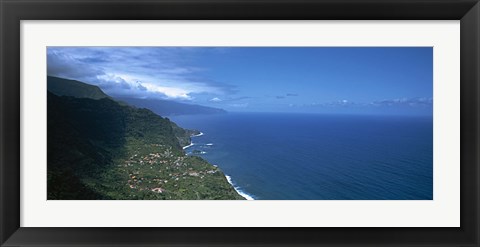 Framed High angle view of a coastline, Boaventura, Sao Vicente, Madeira, Portugal Print