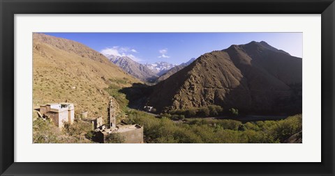 Framed Ruins of a village with mountains in the background, Atlas Mountains, Marrakesh, Morocco Print