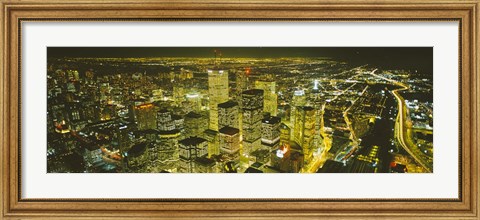 Framed High angle view of a city lit up at night, View from CN Tower, Toronto, Ontario, Canada Print
