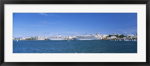 Framed Cruise ships docked at a harbor, Hamilton, Bermuda Print