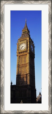Framed Low angle view of a clock tower, Big Ben, Houses of Parliament, London, England Print