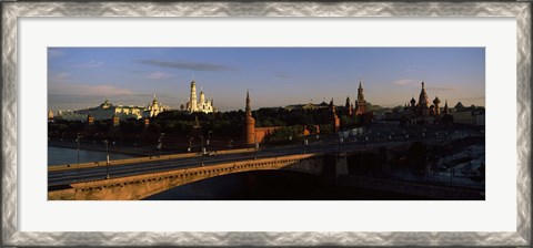 Framed Bridge across a river, Kremlin, Moskva River, Moscow, Russia Print