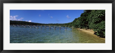 Framed Dock in the sea, Vava&#39;u, Tonga, South Pacific Print