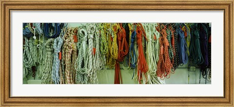 Framed Colorful braided ropes for sailing in a store Print