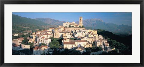 Framed High angle view of a town, Goriano Sicoli, L&#39;Aquila Province, Abruzzo, Italy Print
