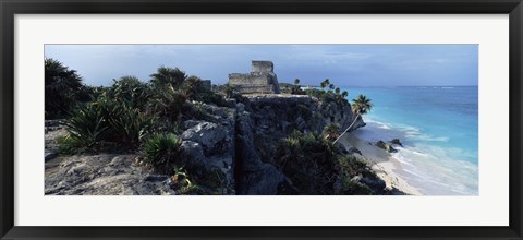 Framed Castle on a cliff, El Castillo, Tulum, Yucatan, Mexico Print