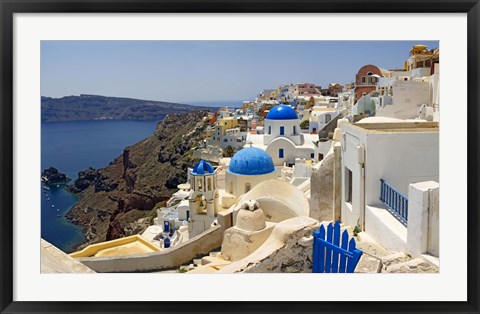 Framed High angle view of a church, Oia, Santorini, Cyclades Islands, Greece Print