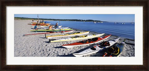 Framed Kayaks on the beach, Third Beach, Sakonnet River, Middletown, Newport County, Rhode Island (horizontal) Print