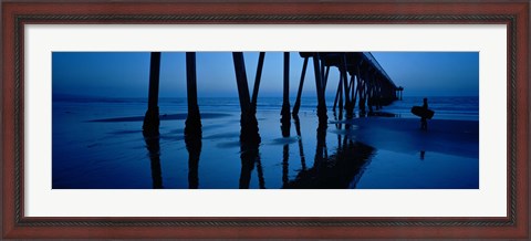 Framed Silhouette of a pier, Hermosa Beach Pier, Hermosa Beach, California, USA Print