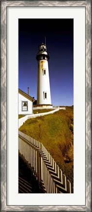 Framed Lighthouse on a cliff, Pigeon Point Lighthouse, California, USA Print