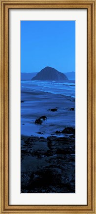 Framed Rock formations on the beach, Morro Rock, Morro Bay, California, USA Print