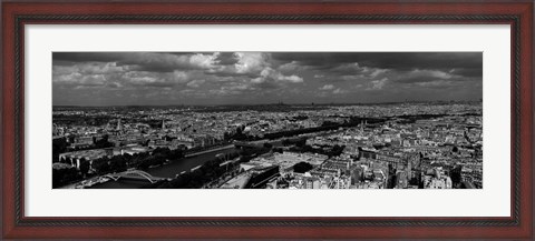 Framed Aerial view of a river passing through a city, Seine River, Paris, Ile-de-France, France Print