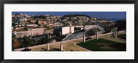 Framed View of city and hill top, Alfama, Lisbon, Portugal Print