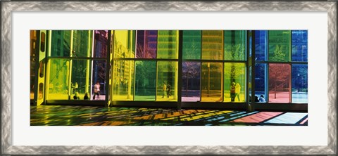 Framed Multi-colored glass in a convention center, Palais De Congres De Montreal, Montreal, Quebec, Canada Print