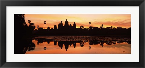 Framed Silhouette of a temple, Angkor Wat, Angkor, Cambodia Print