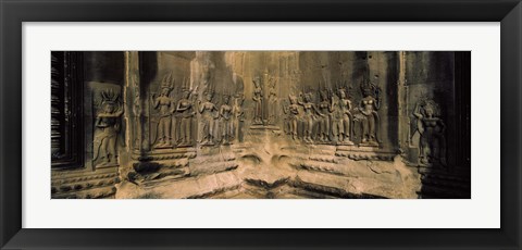Framed Carvings  in a temple, Angkor Wat, Cambodia Print