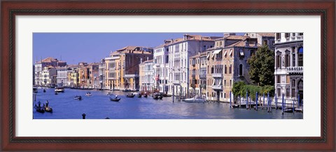 Framed Gondolas passing buildings along a canal, Grand Canal, Venice, Italy Print
