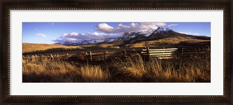 Framed Fence with mountains in the background, Colorado Print