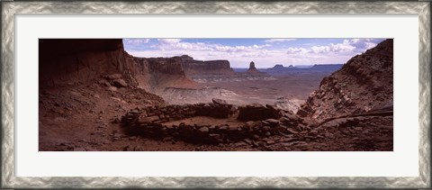 Framed Stone circle on an arid landscape, False Kiva, Canyonlands National Park, San Juan County, Utah, USA Print