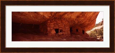 Framed Dwelling structures on a cliff, Anasazi Ruins, Mule Canyon, Utah, USA Print