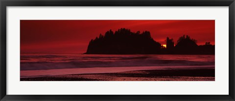 Framed Seastacks at sunset, Second Beach, Washington State Print