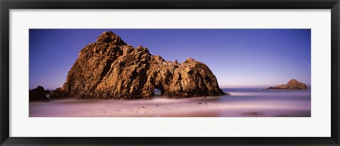 Framed Rock formation on the beach, one hour exposure, Pfeiffer Beach, Big Sur, California Print