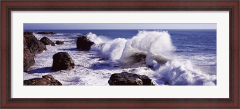 Framed Waves breaking on the coast, Santa Cruz, Santa Cruz County, California Print