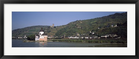 Framed Castle at the waterfront, Pfalz Castle, Rhine River, Kaub, Koblenz, Rhineland-Palatinate, Germany Print