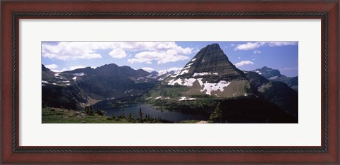 Framed Lake surrounded with mountains, Bearhat Mountain, Hidden Lake, US Glacier National Park, Montana, USA Print