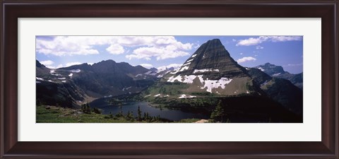 Framed Lake surrounded with mountains, Bearhat Mountain, Hidden Lake, US Glacier National Park, Montana, USA Print