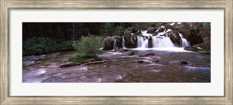 Framed Waterfall in a forest, US Glacier National Park, Montana, USA Print