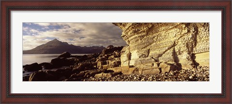 Framed Rock formations on an island, Elgol, Isle Of Skye, Inner Hebrides, Scotland Print