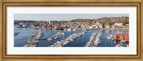 Framed Boats at a harbor, Skarhamn, Tjorn, Bohuslan, Vastra Gotaland County, Sweden Print