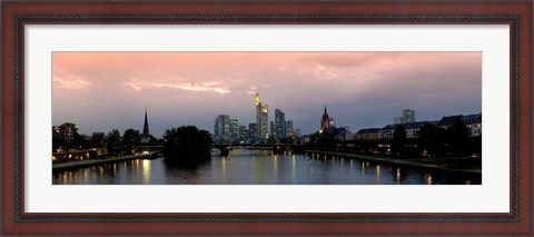 Framed Reflection of buildings in water, Main River, Frankfurt, Hesse, Germany 2010 Print