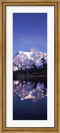Framed Reflection of Mt Shuksan, Picture Lake, North Cascades National Park, Washington State (vertical) Print