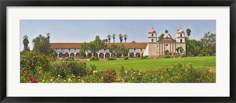 Framed Garden in front of a mission, Mission Santa Barbara, Santa Barbara, Santa Barbara County, California, USA Print