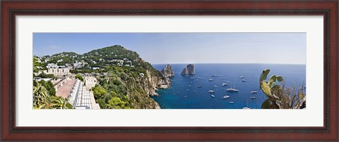 Framed Boats in the sea, Faraglioni, Capri, Naples, Campania, Italy Print