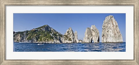 Framed Rock formations in the sea, Faraglioni, Capri, Naples, Campania, Italy Print