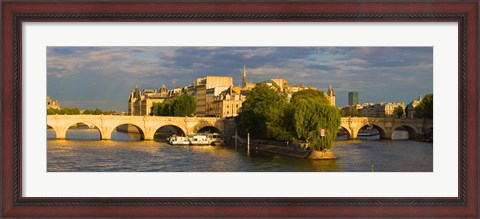 Framed Arch bridge over a river, Pont Neuf, Seine River, Isle de la Cite, Paris, Ile-de-France, France Print